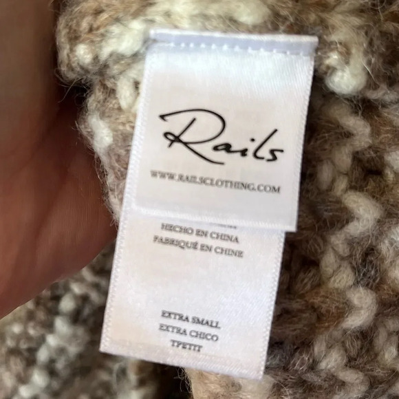 Rails Echo Chunky Roll Neck Pullover Sweater in Brown Striped Womens Size XS - Picture 7 of 10